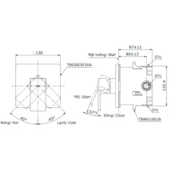 Alternative view of Van điều chỉnh TOTO TBG08303VA/TBN01001B sen âm tường