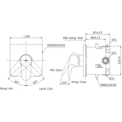 Alternative view of Van điều chỉnh TOTO TBG09303VA/TBN01001B sen âm tường