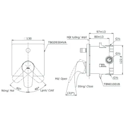 Alternative view of Van điều chỉnh TOTO TBG09304VA/TBN01001B sen âm tường