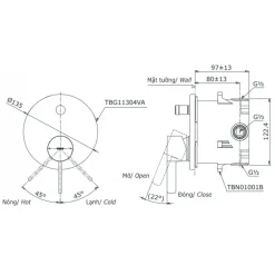Alternative view of Van điều chỉnh TOTO TBG11304VA/TBN01001B sen âm tường