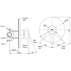 Alternative view of Van điều chỉnh nóng lạnh TOTO TBS01303B