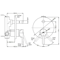 Alternative view of Van điều chỉnh nóng lạnh TOTO TBS01304B kèm nút chuyển hướng