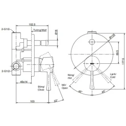 Alternative view of Van điều chỉnh nóng lạnh TOTO TBS02304B kèm nút chuyển hướng