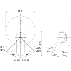 Alternative view of Van điều chỉnh âm tường TOTO TBS06304A/TBS01304B1 chuyển hướng 2 chế độ