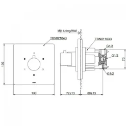 Alternative view of Van điều chỉnh nhiệt độ TOTO TBV02104BA#MBL 3 đường nước màu đen mờ
