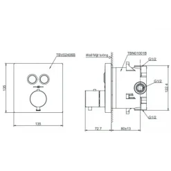 Alternative view of Van điều chỉnh nhiệt độ TOTO TBV02406B#BFG/TBN01001B nút nhấn vàng Pháp mờ