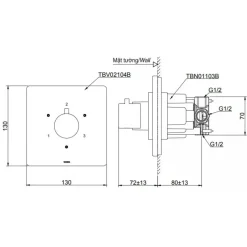 Alternative view of Van chuyển hướng TOTO TBV02104B/TBN01103B 3 đường nước