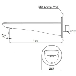 Alternative view of Vòi xả bồn TOTO TBG01001B âm tường