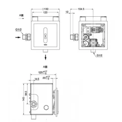 Alternative view of Van tiểu cảm ứng TOTO DUE126UPKA âm tường dùng pin xả 0.5 lít