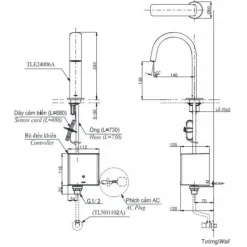 Alternative view of Vòi cảm ứng TOTO TLE24006V/TLE04502A1/TLN01102A Pin 2L cho lavabo