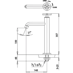 Alternative view of Vòi lavabo COTTO CT103C16 lạnh thân cao