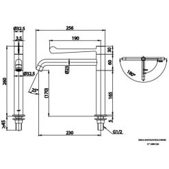 Alternative view of Vòi lavabo COTTO CT1099C50 lạnh thân cao