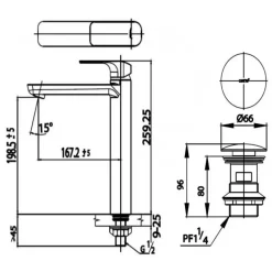 Alternative view of Vòi lavabo COTTO CT1143AY#GR Scirocco Sense lạnh thân cao