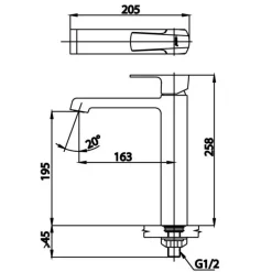 Alternative view of Vòi lavabo COTTO CT1182AY Scirocco lạnh thân cao