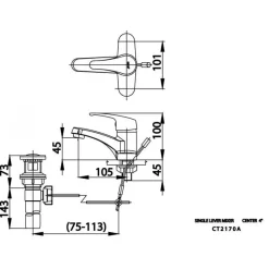 Alternative view of Vòi lavabo COTTO CT2170A Arona I nóng lạnh chậu 3 lỗ