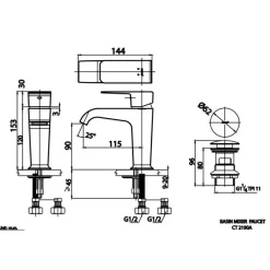 Alternative view of Vòi lavabo COTTO CT2190A#GRM Sonata nóng lạnh màu vàng