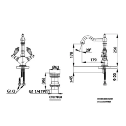 Alternative view of Vòi lavabo COTTO CT2223C17ST#GR Glamis nóng lạnh màu vàng