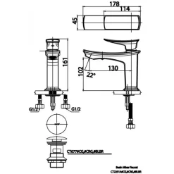 Alternative view of Vòi lavabo COTTO CT2251A#BLBR nóng lạnh