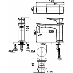 Alternative view of Vòi lavabo COTTO CT2251A#CG nóng lạnh