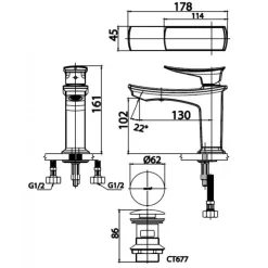 Alternative view of Vòi lavabo COTTO CT2251A#CRG nóng lạnh