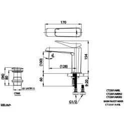 Alternative view of Vòi lavabo COTTO CT2301A#BL Xposh nóng lạnh màu đen
