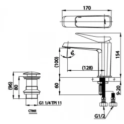 Alternative view of Vòi lavabo COTTO CT2301A#GR2 X-Posh nóng lạnh màu vàng