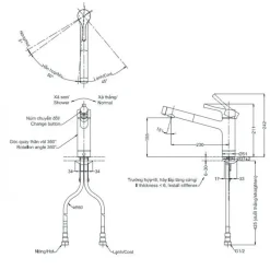 Alternative view of Vòi bếp TOTO TKS05304J nóng lạnh 2 chế độ