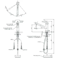 Alternative view of Vòi bếp TOTO TKS05305JA nóng lạnh đầu rút dây 2 chế độ phun