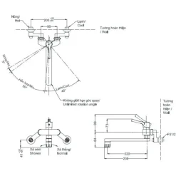 Alternative view of Vòi bếp TOTO TKS05316J gắn tường nóng lạnh