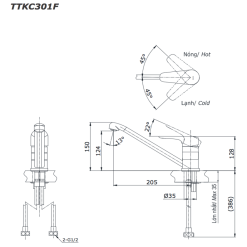 Alternative view of Vòi bếp TOTO TTKC301FV nóng lạnh