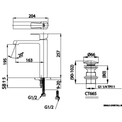 Alternative view of Vòi lavabo COTTO CT2202AY#RG nóng lạnh