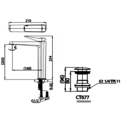Alternative view of Vòi lavabo COTTO CT2302AY#BL Xposh nóng lạnh thân cao
