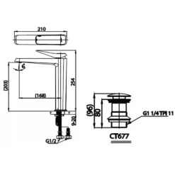 Alternative view of Vòi lavabo COTTO CT2302AY#BN2 Xposh nóng lạnh thân cao