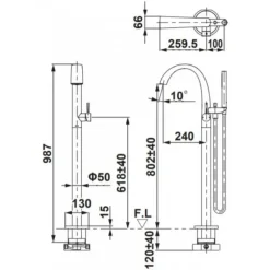 Alternative view of Vòi sen xả bồn tắm TOTO TBP01301A#BN/TBN01105B Nickel mờ