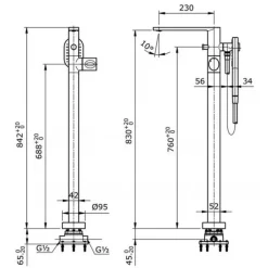 Alternative view of Vòi sen bồn tắm TOTO TX494SQBR đặt sàn