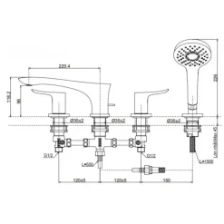 Alternative view of Vòi sen bồn tắm TOTO TBG01202BC#MBL 4 lỗ màu đen mờ