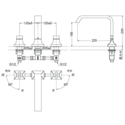 Alternative view of Vòi sen bồn tắm TOTO TBG08201B#MBL nóng lạnh 3 lỗ màu đen mờ