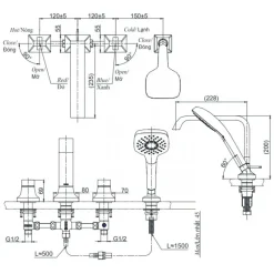 Alternative view of Vòi sen bồn tắm TOTO TBG08202A 4 lỗ