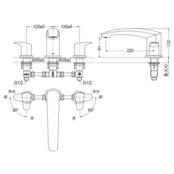 Alternative view of Vòi xả bồn tắm TOTO TBG09201B 3 lỗ