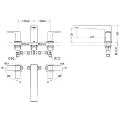 Alternative view of Vòi xả bồn tắm TOTO TBG10201B 3 lỗ