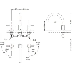 Alternative view of Vòi xả bồn tắm TOTO TBS01201BA 3 lỗ