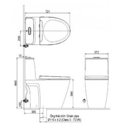 Alternative view of Bồn cầu INAX ACT-902/CW-S32VN 2 khối xả tự động