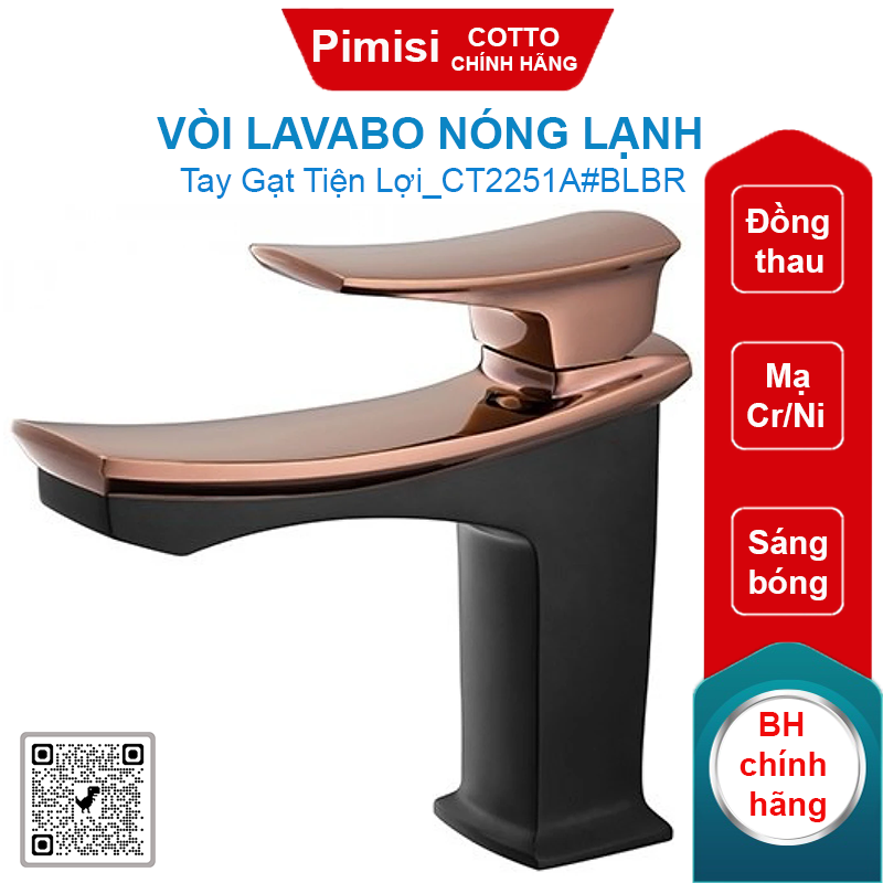 Vòi lavabo COTTO CT2251A#BLBR nóng lạnh