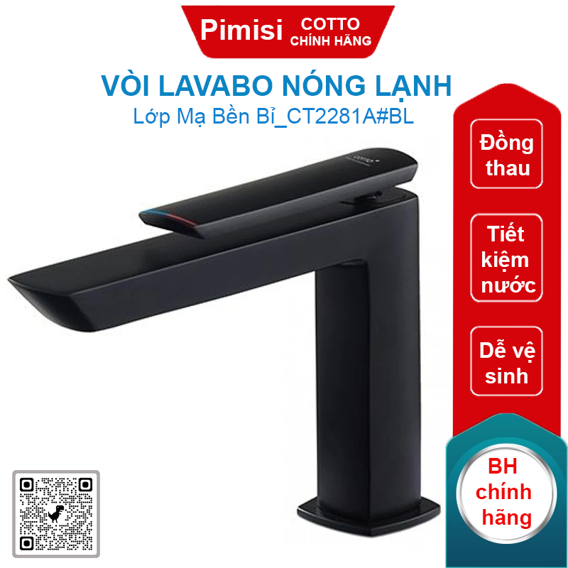 Vòi lavabo COTTO CT2281A#BL Skive nóng lạnh màu đen