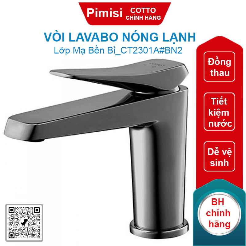 Vòi lavabo COTTO CT2301A#BN2 X-Posh nóng lạnh màu đen