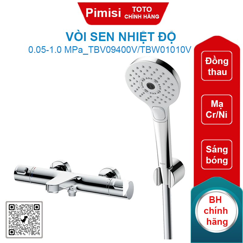 Vòi sen TOTO TBV09400V/TBW01010V nhiệt độ massage 3 chế độ
