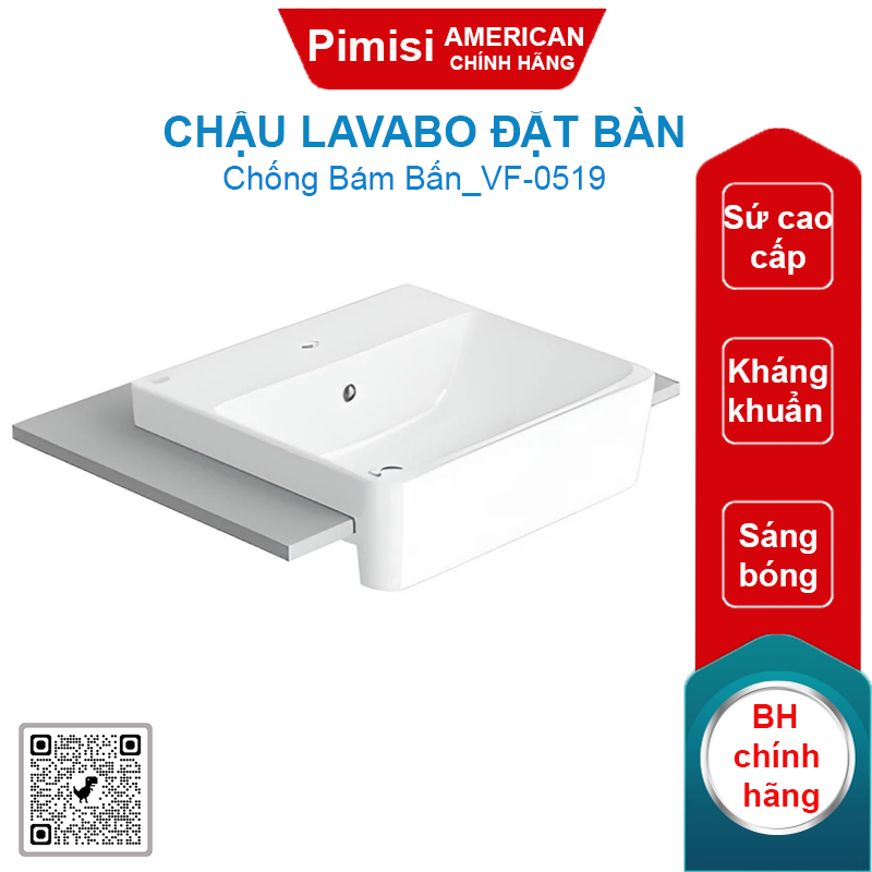 Chậu lavabo American Standard VF-0519 (0519-WT) đặt bàn