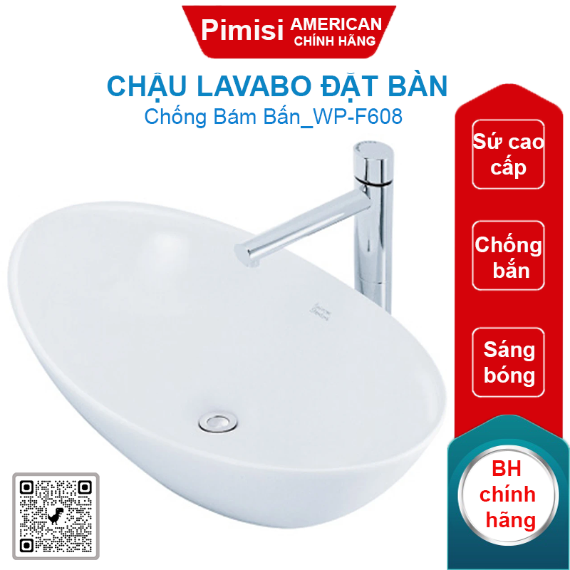 Chậu lavabo American Standard WP-F608 (WPF608) Ova đặt bàn oval
