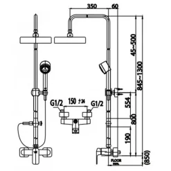 Alternative view of Vòi sen cây COTTO CT2149WS Scirocco nóng lạnh