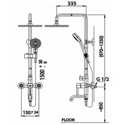 Alternative view of Vòi sen cây COTTO CT527W Anthony nóng lạnh